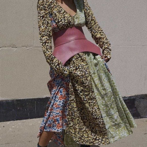 Stine Goya “Maca” Dress Multicolored Floral Longsleeve Midi Dress - Picture 3 of 10